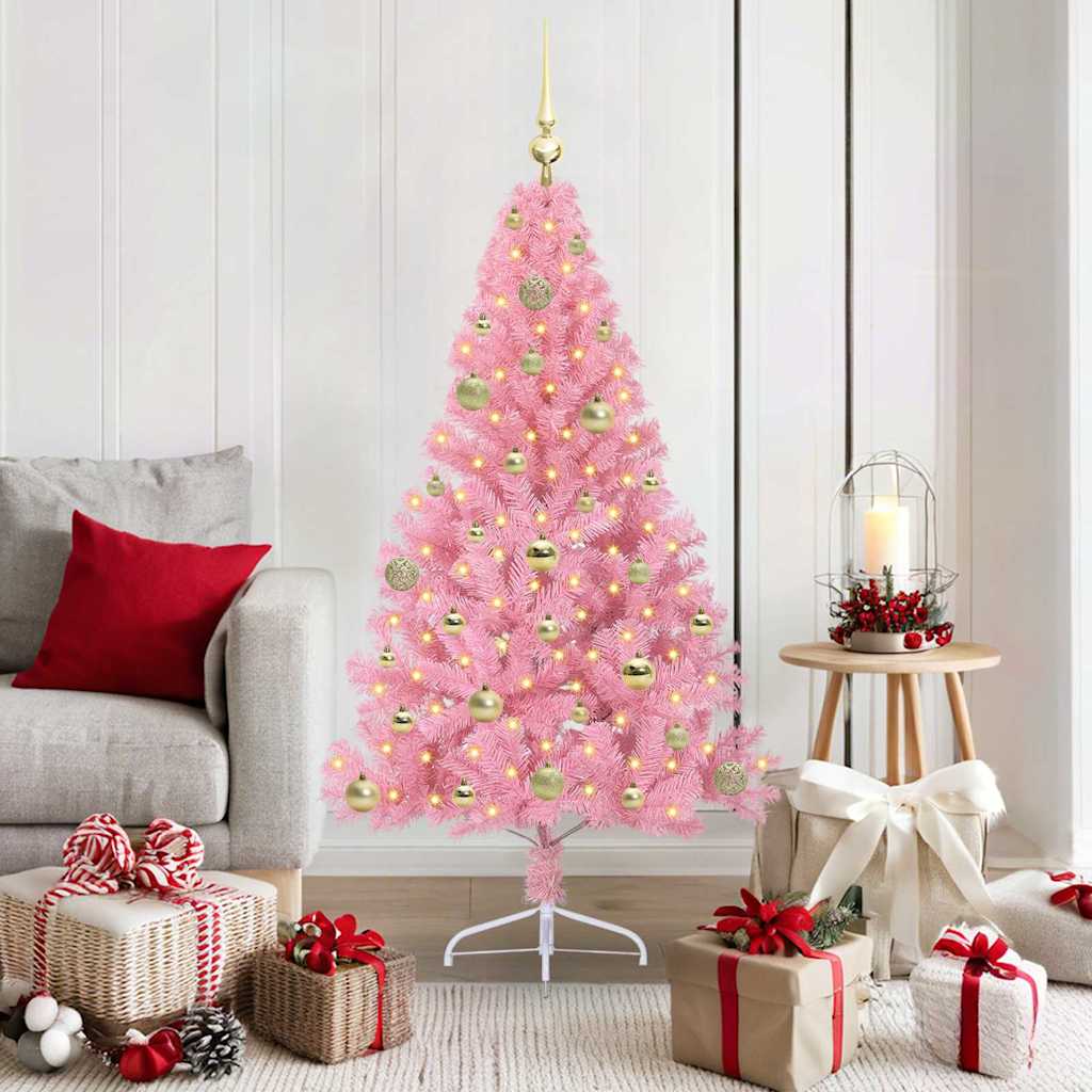 VidaXL albero di Natale artificiale preilluminato con 150 LED rosa 150 cm in PVC