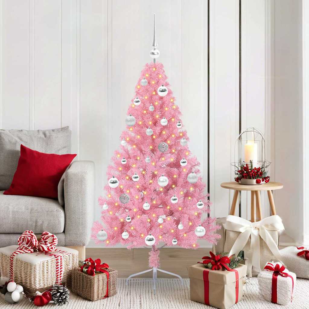 VidaXL albero di Natale artificiale preilluminato con 150 LED rosa 150 cm in PVC