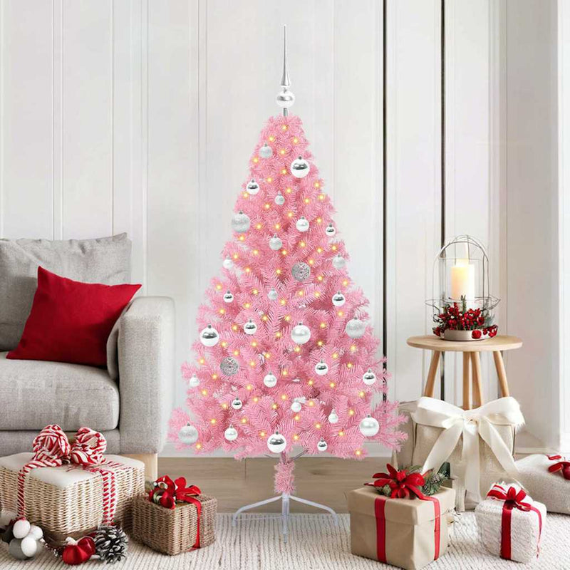 VidaXL Árbol de Navidad artificial preiluminado con 150 LED rosa 150 cm PVC