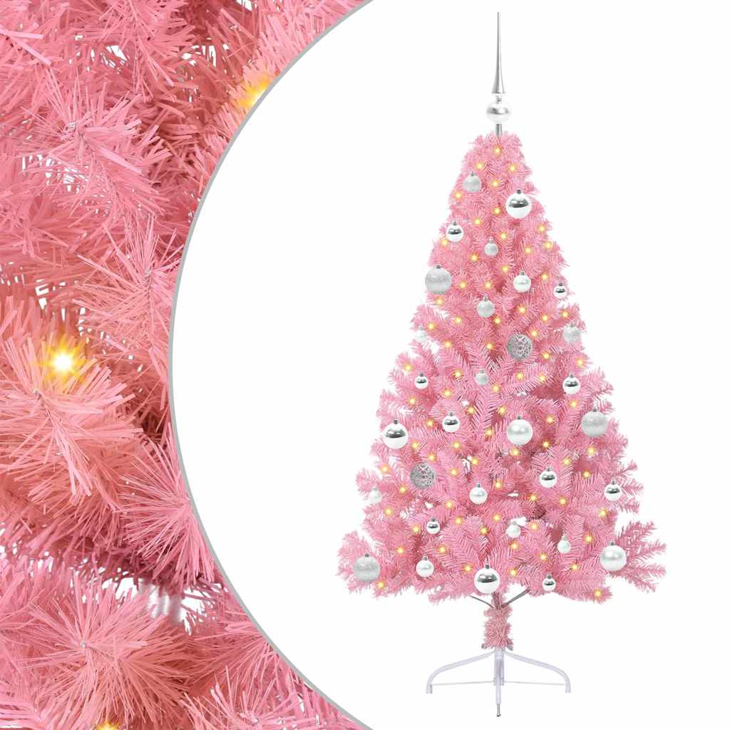 VidaXL albero di Natale artificiale preilluminato con 150 LED rosa 150 cm in PVC