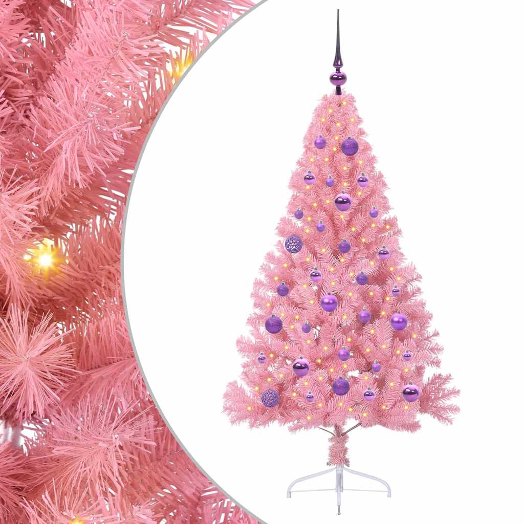 VidaXL albero di Natale artificiale preilluminato con 150 LED rosa 150 cm in PVC