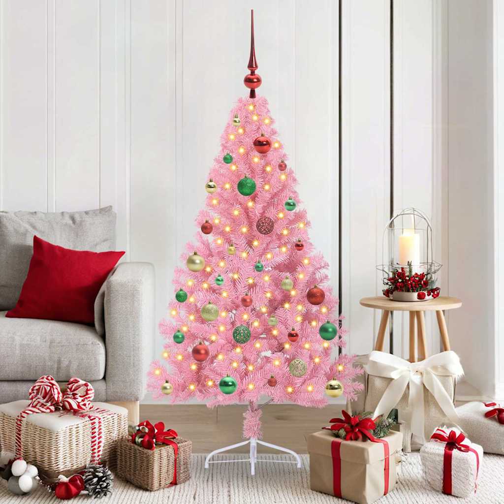 VidaXL albero di Natale artificiale preilluminato con 150 LED rosa 150 cm in PVC