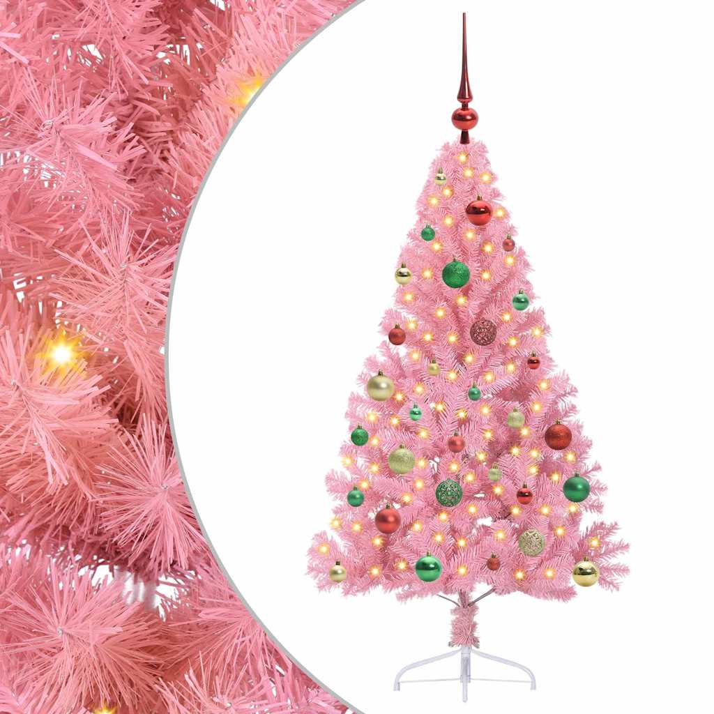 VidaXL albero di Natale artificiale preilluminato con 150 LED rosa 150 cm in PVC
