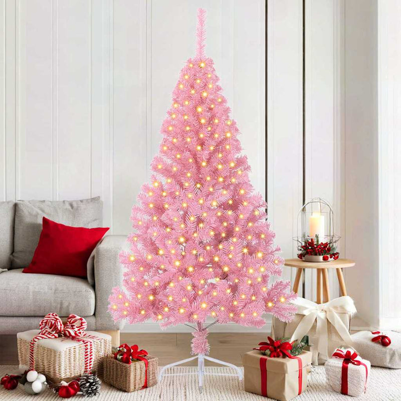 VidaXL Árbol de Navidad artificial preiluminado con 300 LED rosa 180 cm PVC