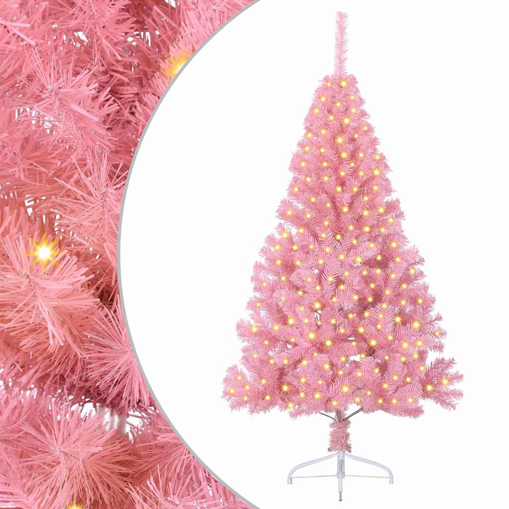 VidaXL Árbol de Navidad artificial preiluminado con 300 LED rosa 180 cm PVC
