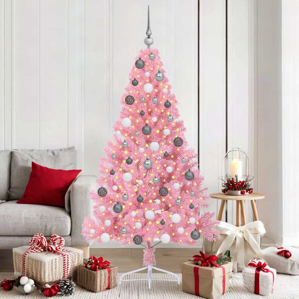 VidaXL albero di Natale artificiale preilluminato con 300 LED rosa 180 cm in PVC