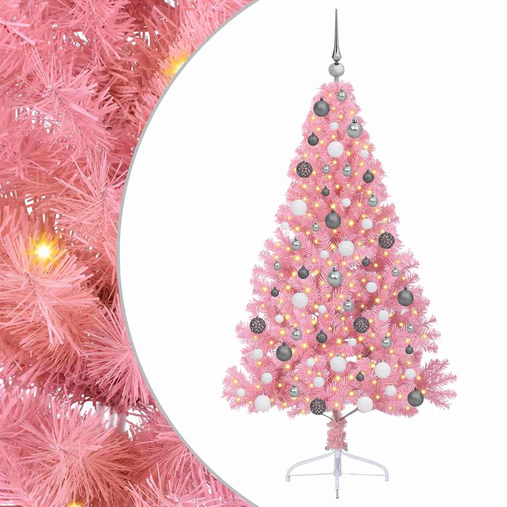 VidaXL albero di Natale artificiale preilluminato con 300 LED rosa 180 cm in PVC