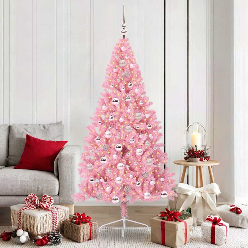 VidaXL Árbol de Navidad artificial preiluminado con 300 LED rosa 180 cm PVC