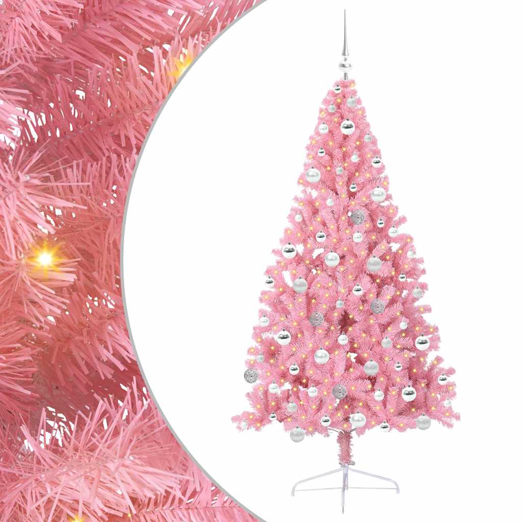 VidaXL albero di Natale artificiale preilluminato con 300 LED rosa 180 cm in PVC