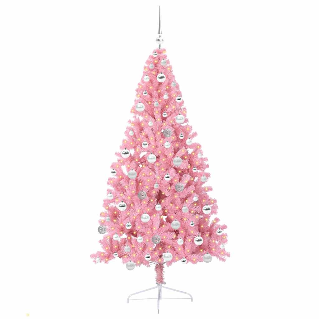 VidaXL albero di Natale artificiale preilluminato con 300 LED rosa 180 cm in PVC