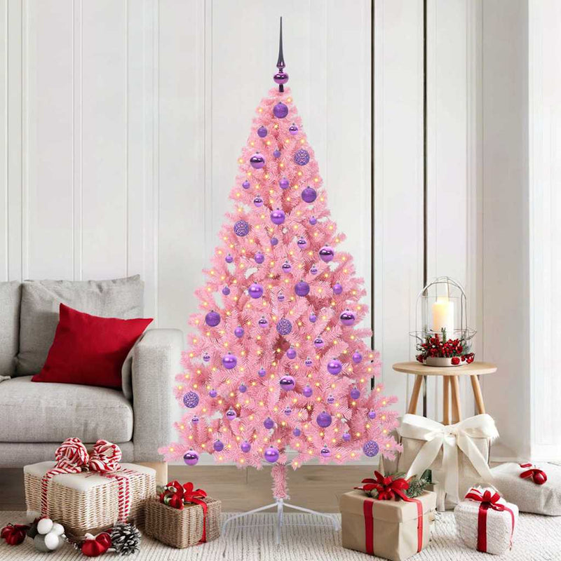 VidaXL Árbol de Navidad artificial preiluminado con 300 LED rosa 180 cm PVC