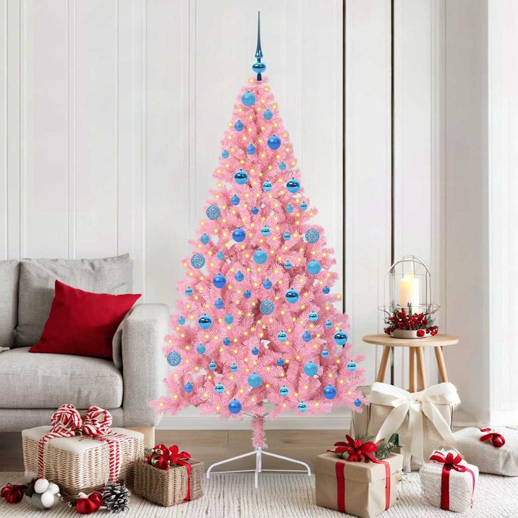 VidaXL albero di Natale artificiale preilluminato con 300 LED rosa 180 cm in PVC