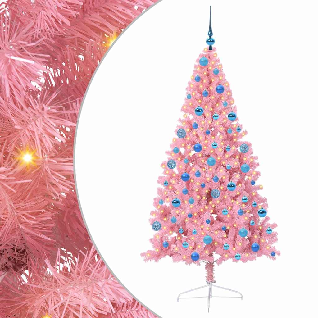 VidaXL albero di Natale artificiale preilluminato con 300 LED rosa 180 cm in PVC