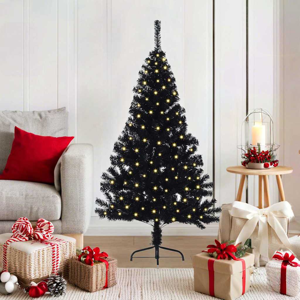 Vidaxx árbol de Navidad artificial preiluminado con 150 LED negro 120 cm PVC