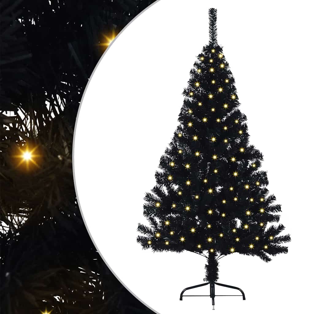 Vidaxx árbol de Navidad artificial preiluminado con 150 LED negro 120 cm PVC
