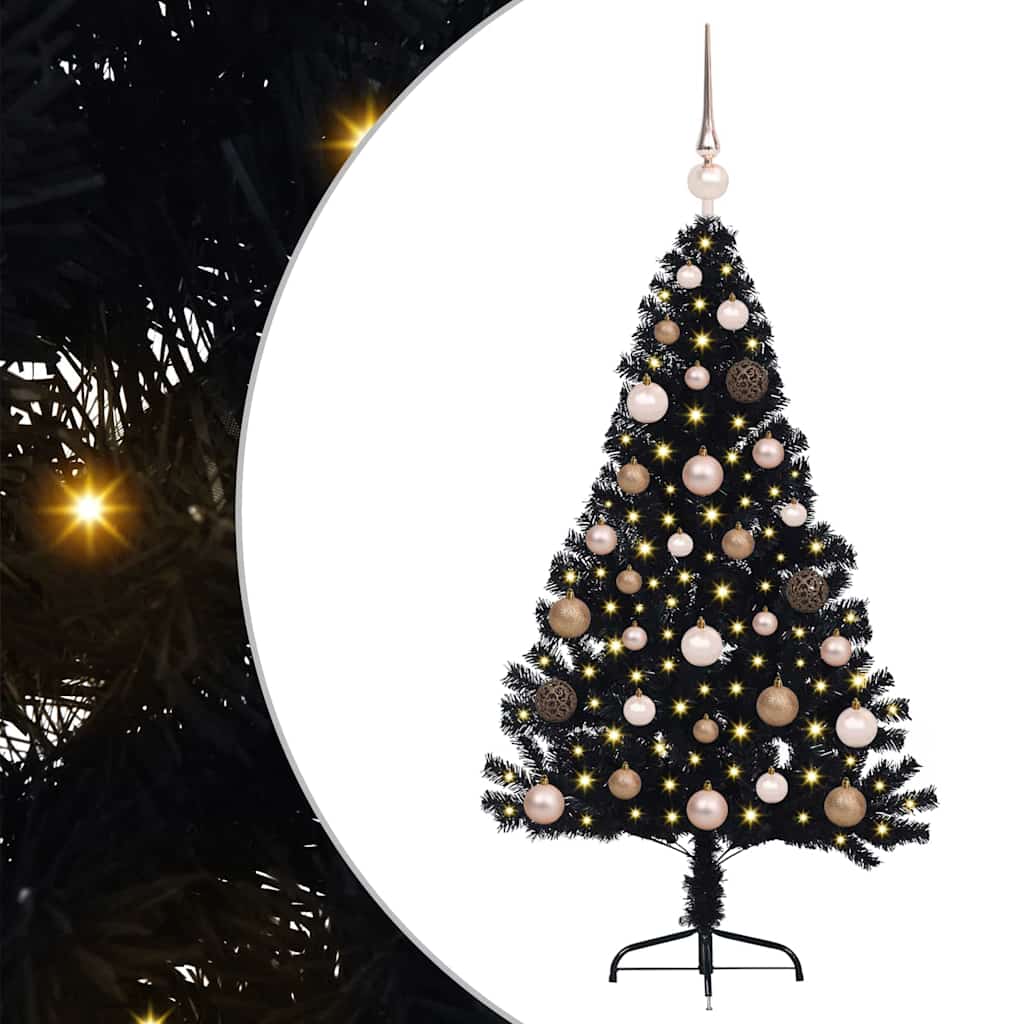 Vidaxx árbol de Navidad artificial preiluminado con 150 LED negro 120 cm PVC