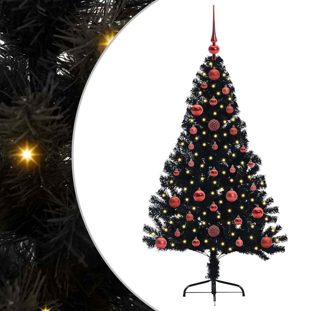Vidaxx árbol de Navidad artificial preiluminado con 150 LED negro 120 cm PVC