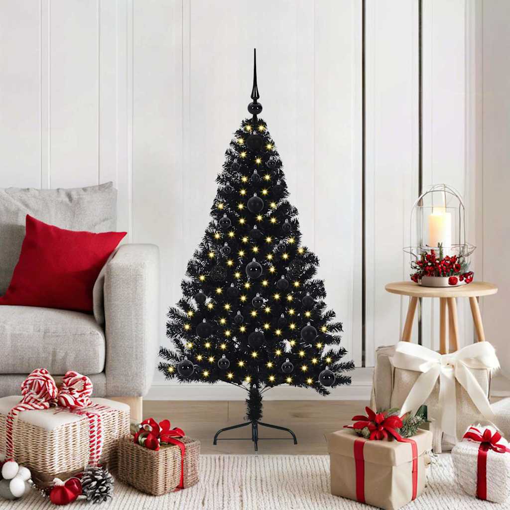 Vidaxx albero di Natale artificiale preilluminato con 150 LED nero 120 cm PVC