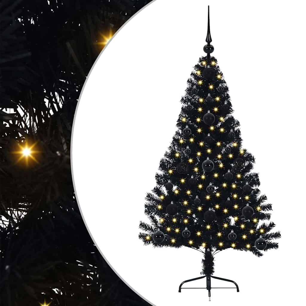 Vidaxx albero di Natale artificiale preilluminato con 150 LED nero 120 cm PVC
