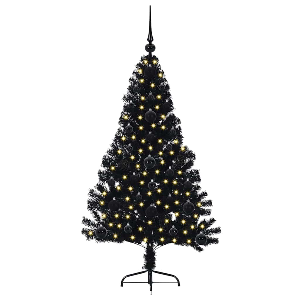 Vidaxx albero di Natale artificiale preilluminato con 150 LED nero 120 cm PVC