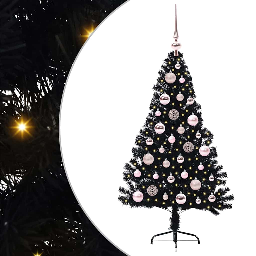 Vidaxx albero di Natale artificiale preilluminato con 150 LED nero 120 cm PVC