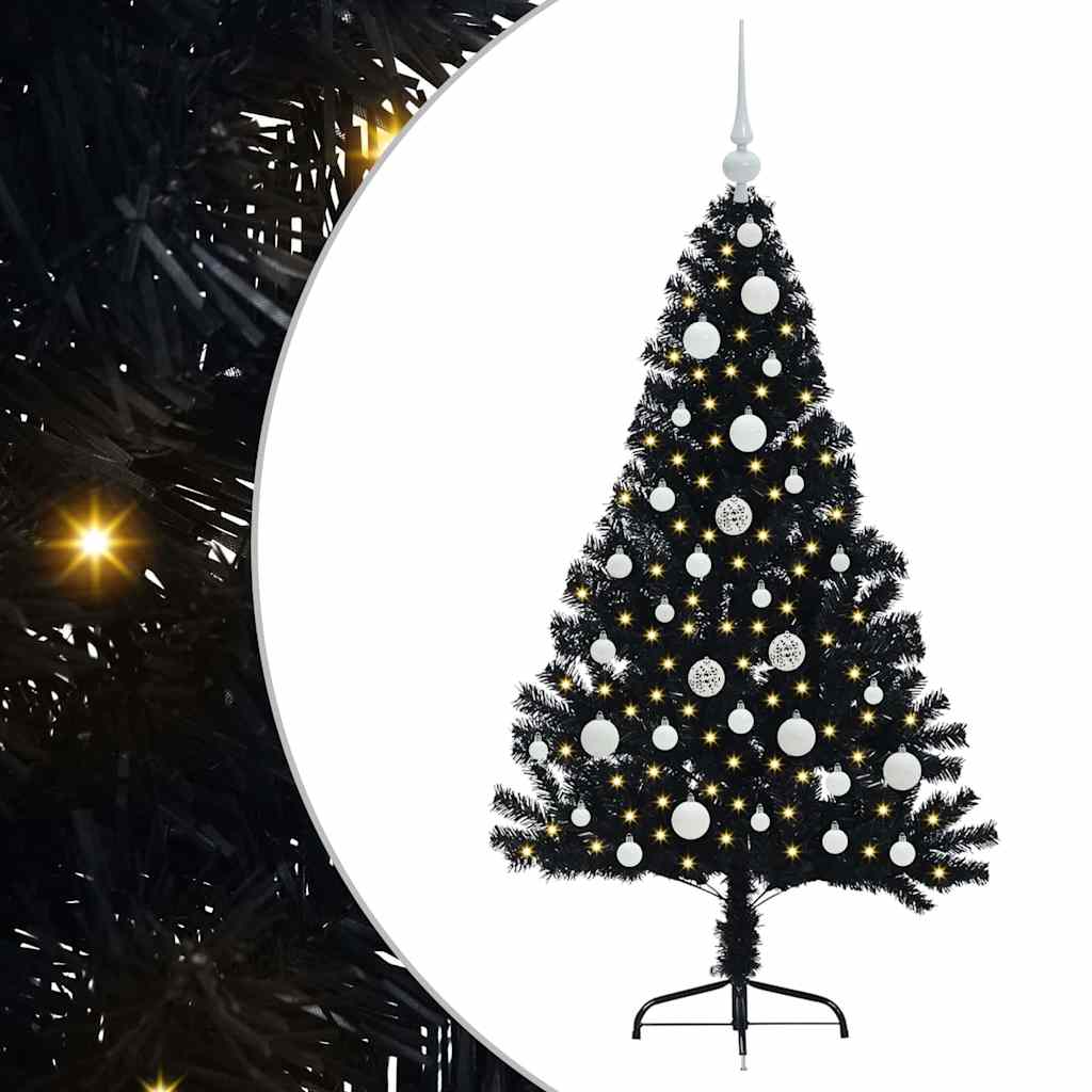 Vidaxx albero di Natale artificiale preilluminato con 150 LED nero 120 cm PVC