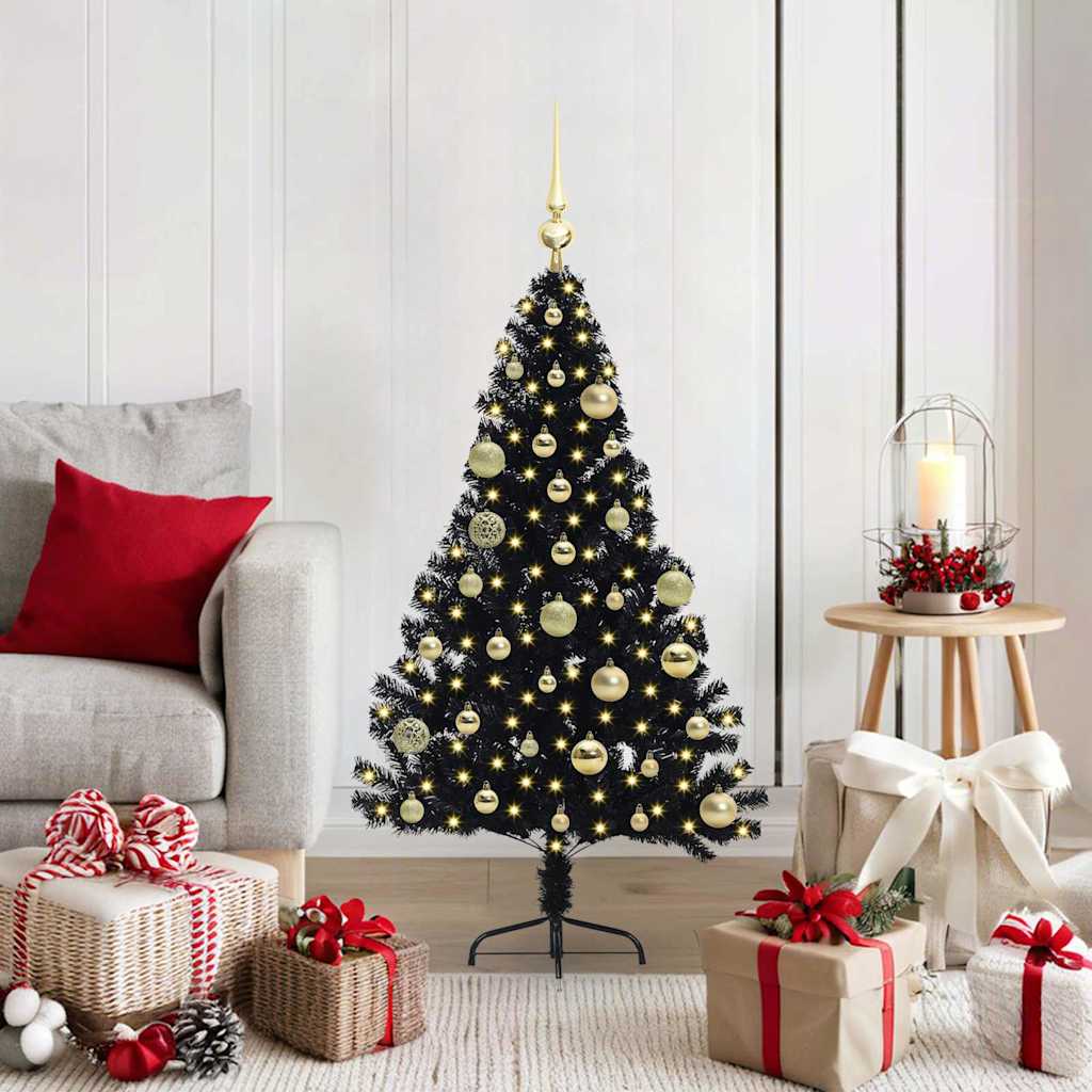 Vidaxx árbol de Navidad artificial preiluminado con 150 LED negro 120 cm PVC
