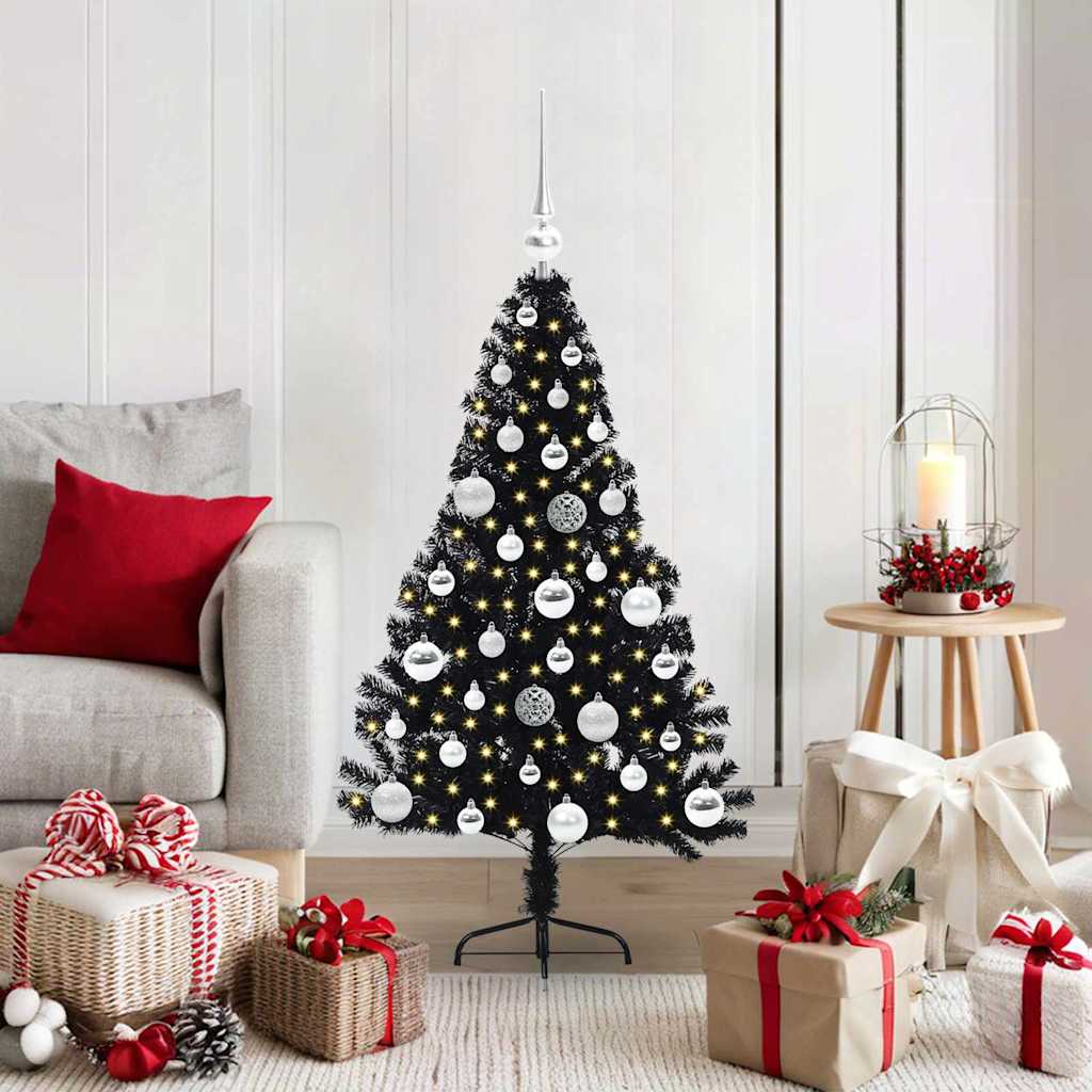 Vidaxx albero di Natale artificiale preilluminato con 150 LED nero 120 cm PVC