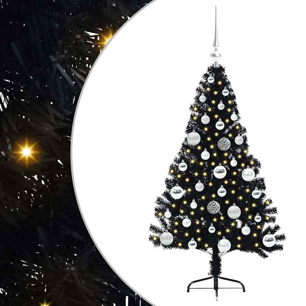 Vidaxx albero di Natale artificiale preilluminato con 150 LED nero 120 cm PVC