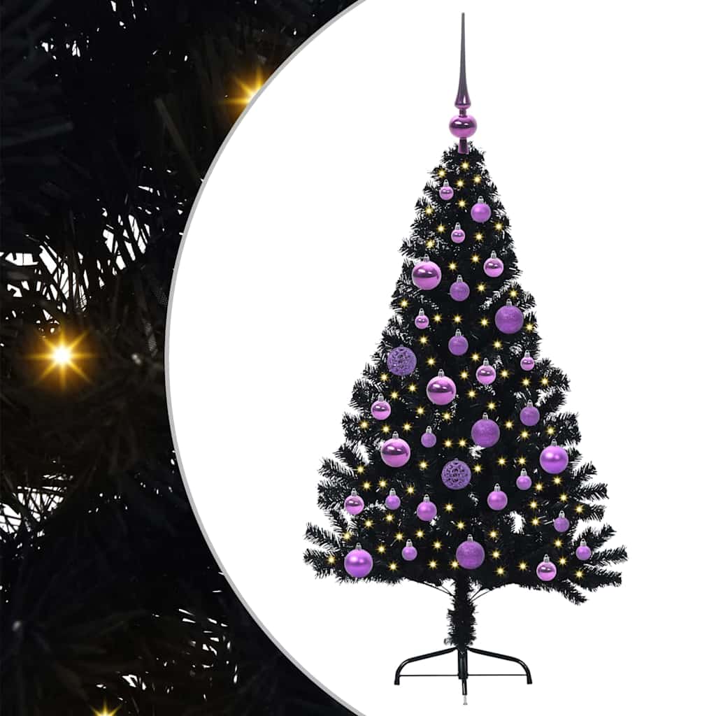 Vidaxx albero di Natale artificiale preilluminato con 150 LED nero 120 cm PVC