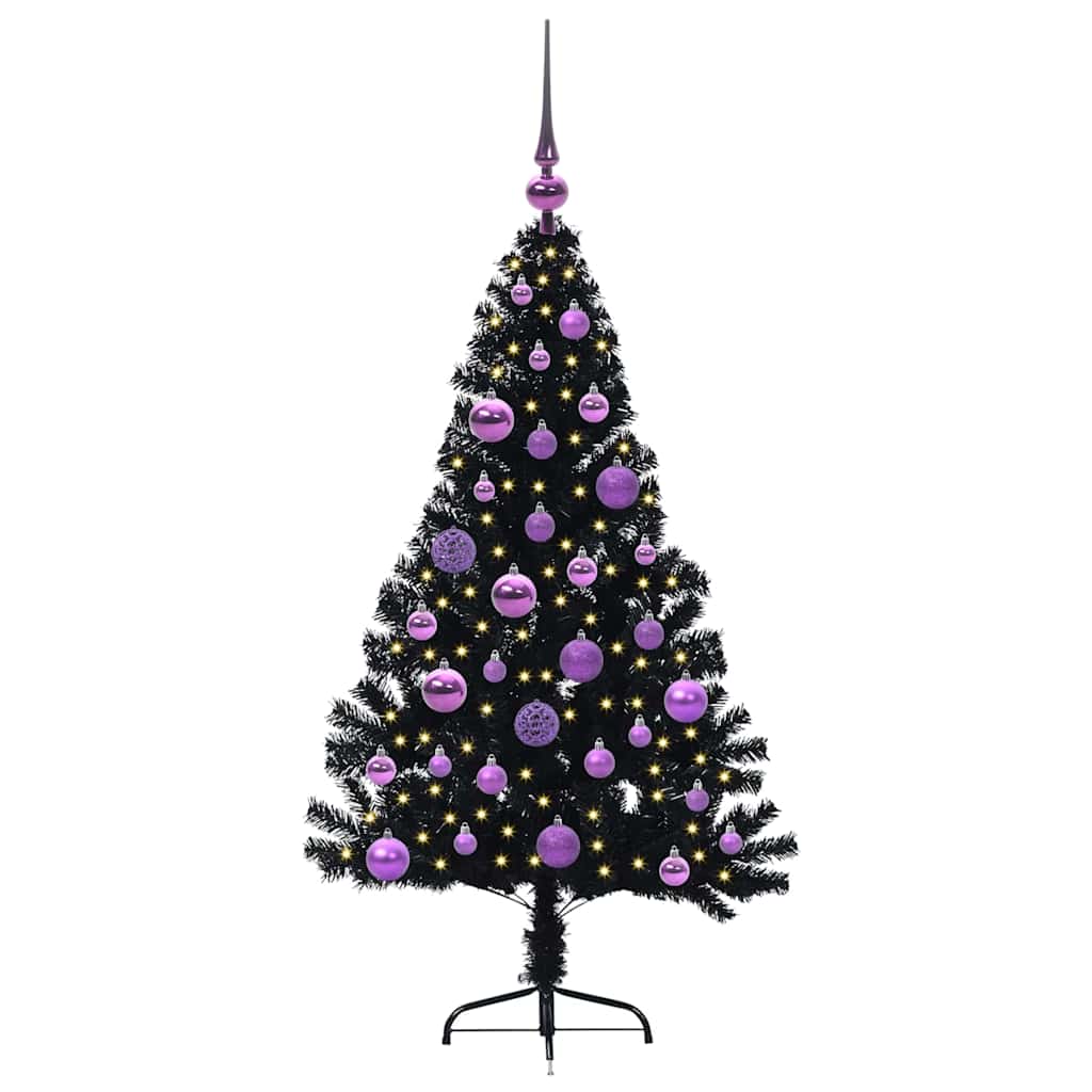 Vidaxx albero di Natale artificiale preilluminato con 150 LED nero 120 cm PVC