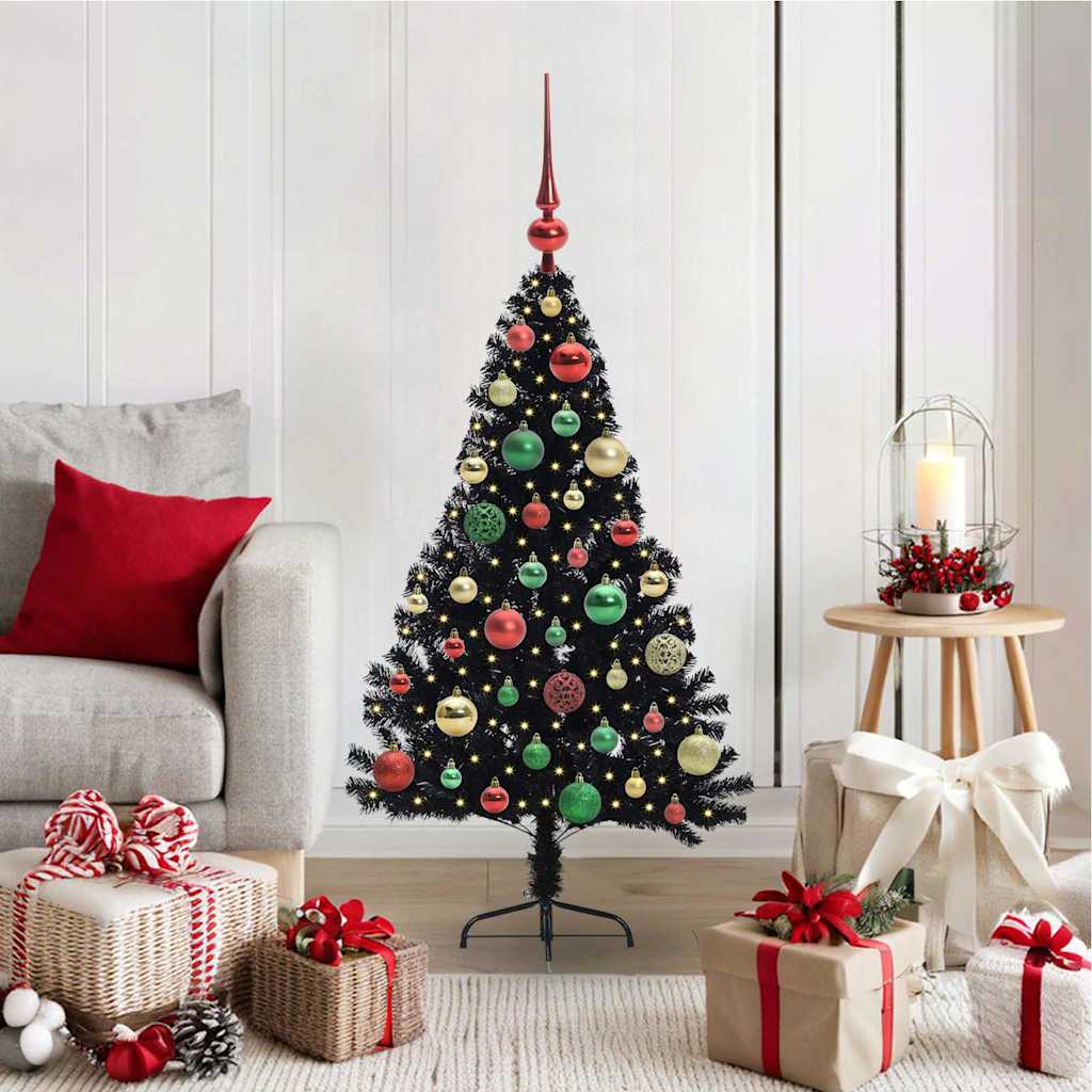 Vidaxx árbol de Navidad artificial preiluminado con 150 LED negro 120 cm PVC