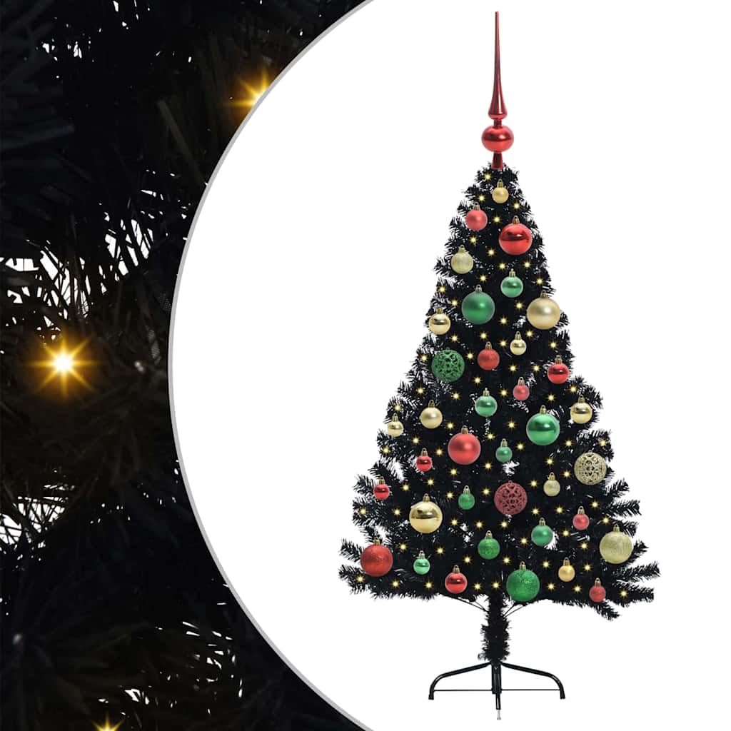 Vidaxx árbol de Navidad artificial preiluminado con 150 LED negro 120 cm PVC