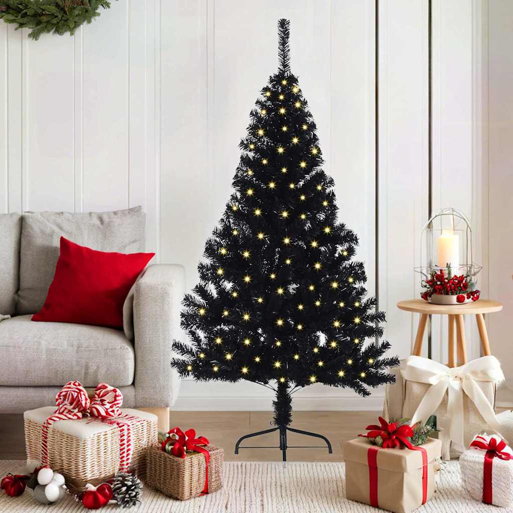 VidaXL albero di Natale artificiale preilluminato con 150 LED nero 150 cm PVC