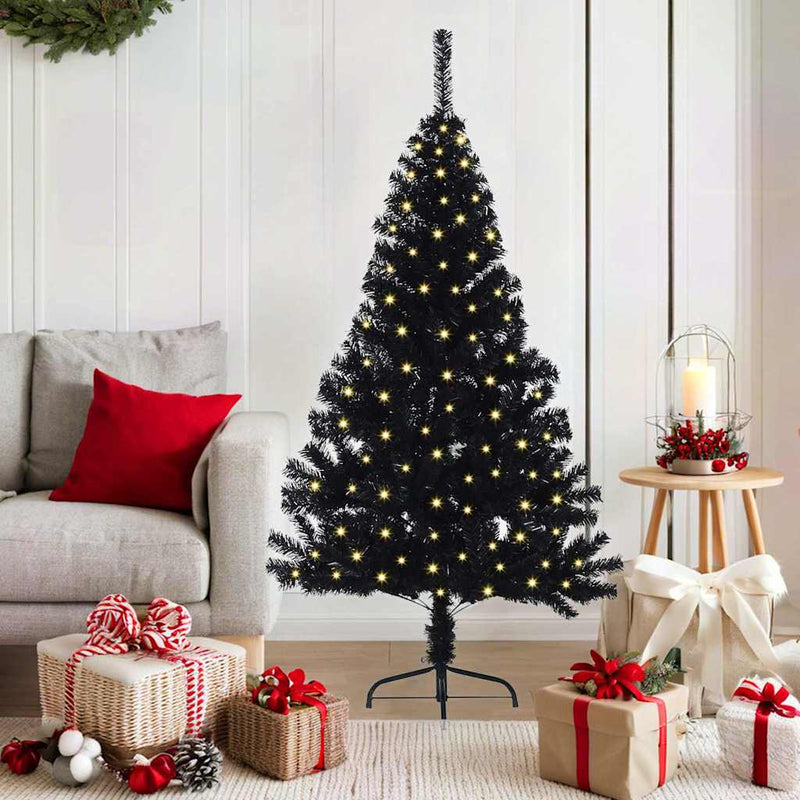 VidaXL Árbol de Navidad artificial preiluminado con 150 LED negro 150 cm PVC