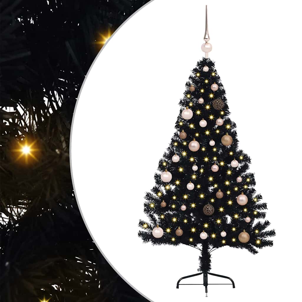 VidaXL albero di Natale artificiale preilluminato con 150 LED nero 150 cm PVC