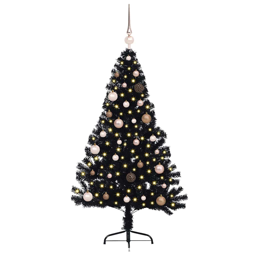 VidaXL albero di Natale artificiale preilluminato con 150 LED nero 150 cm PVC