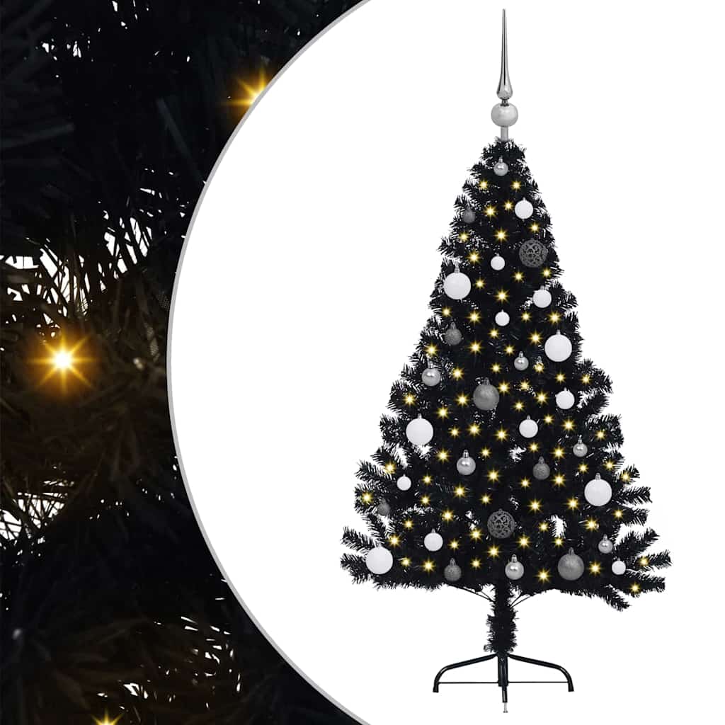 VidaXL Árbol de Navidad artificial preiluminado con 150 LED negro 150 cm PVC