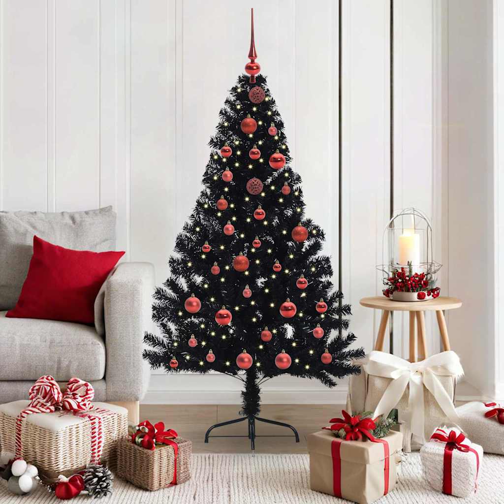 VidaXL albero di Natale artificiale preilluminato con 150 LED nero 150 cm PVC