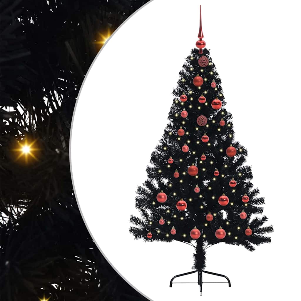 VidaXL albero di Natale artificiale preilluminato con 150 LED nero 150 cm PVC