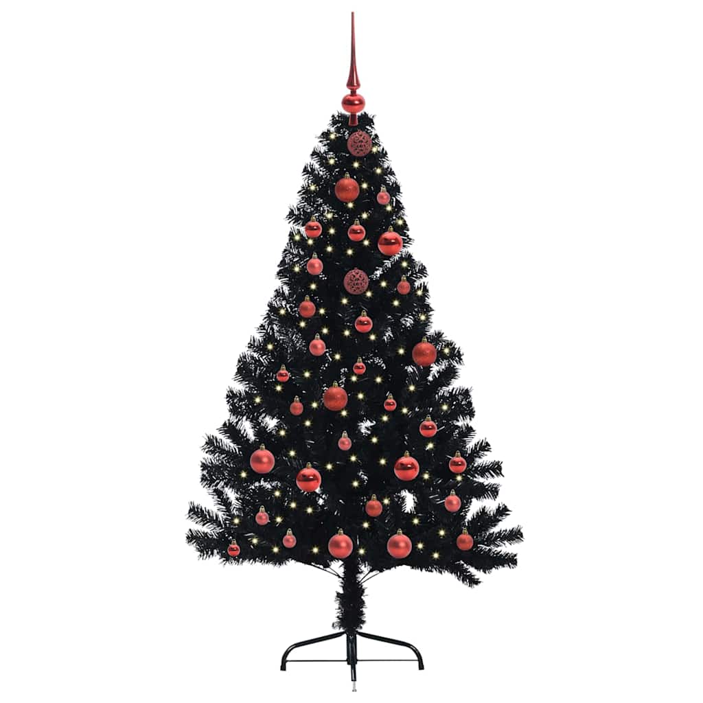 VidaXL albero di Natale artificiale preilluminato con 150 LED nero 150 cm PVC