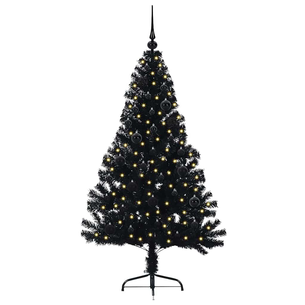 VidaXL albero di Natale artificiale preilluminato con 150 LED nero 150 cm PVC