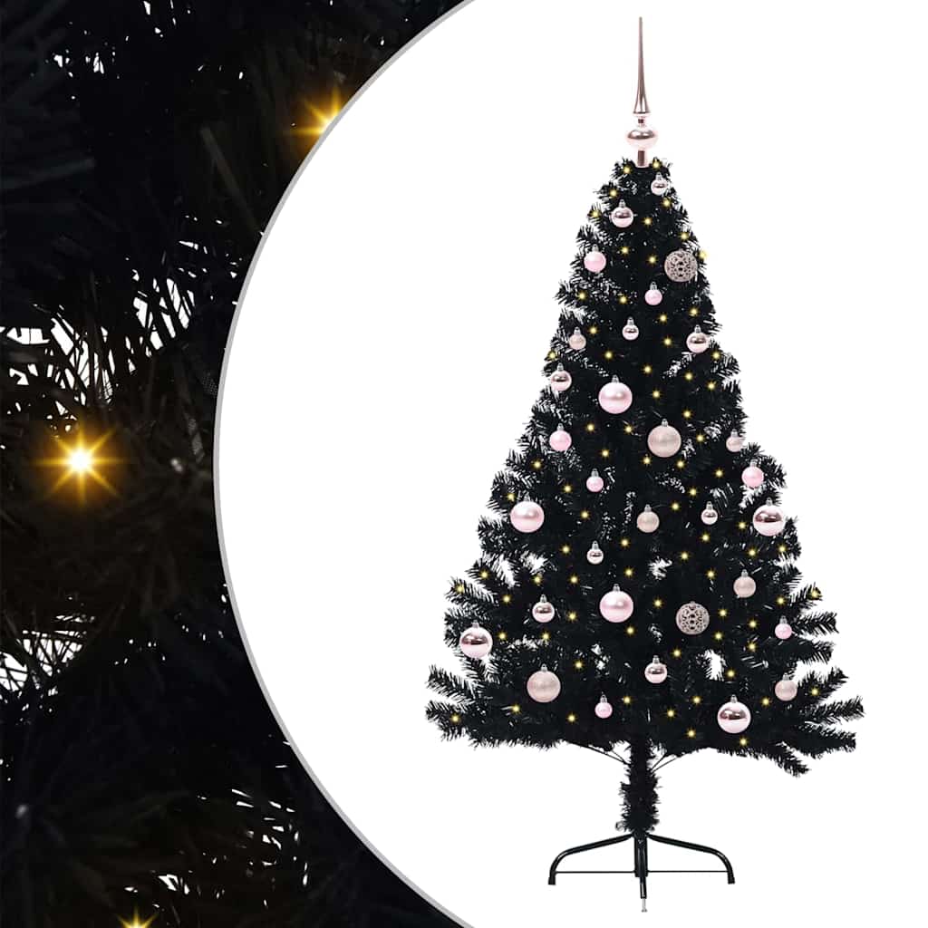 VidaXL albero di Natale artificiale preilluminato con 150 LED nero 150 cm PVC