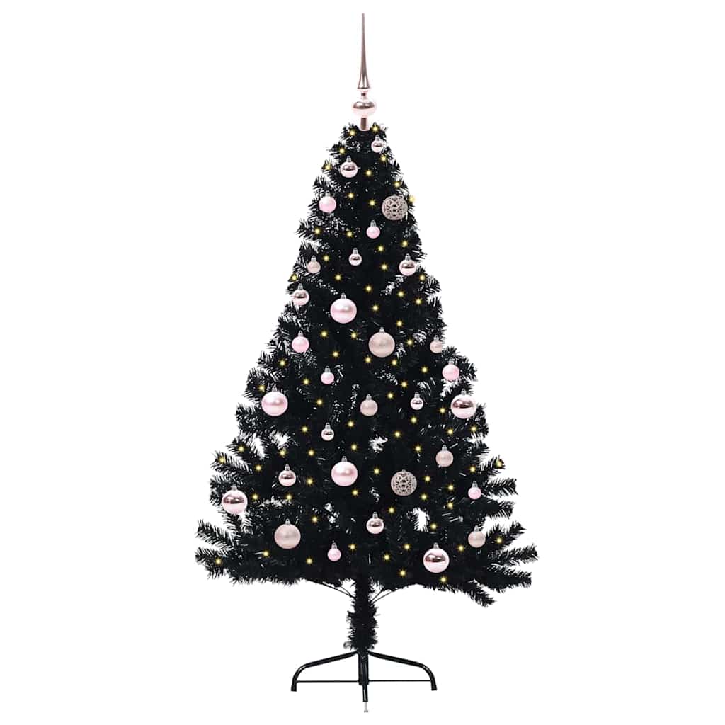 VidaXL albero di Natale artificiale preilluminato con 150 LED nero 150 cm PVC