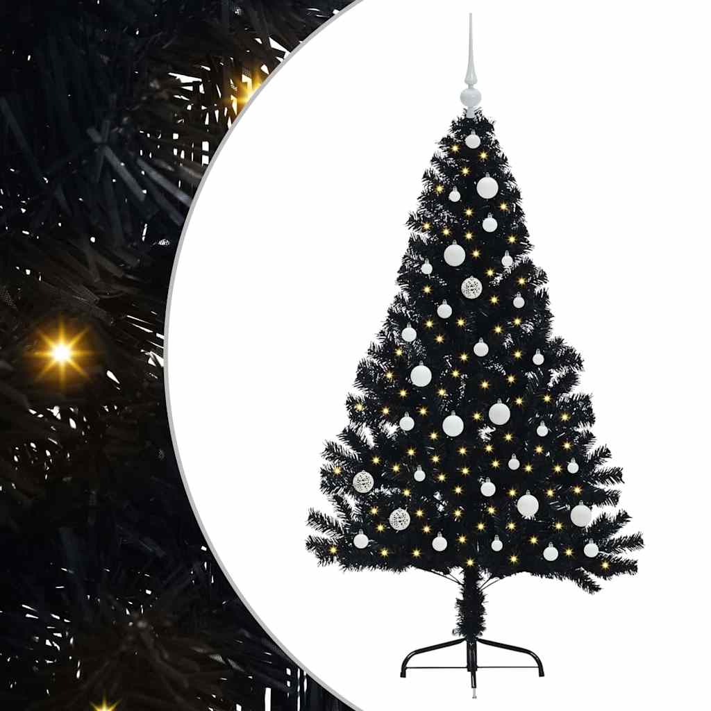 VidaXL albero di Natale artificiale preilluminato con 150 LED nero 150 cm PVC