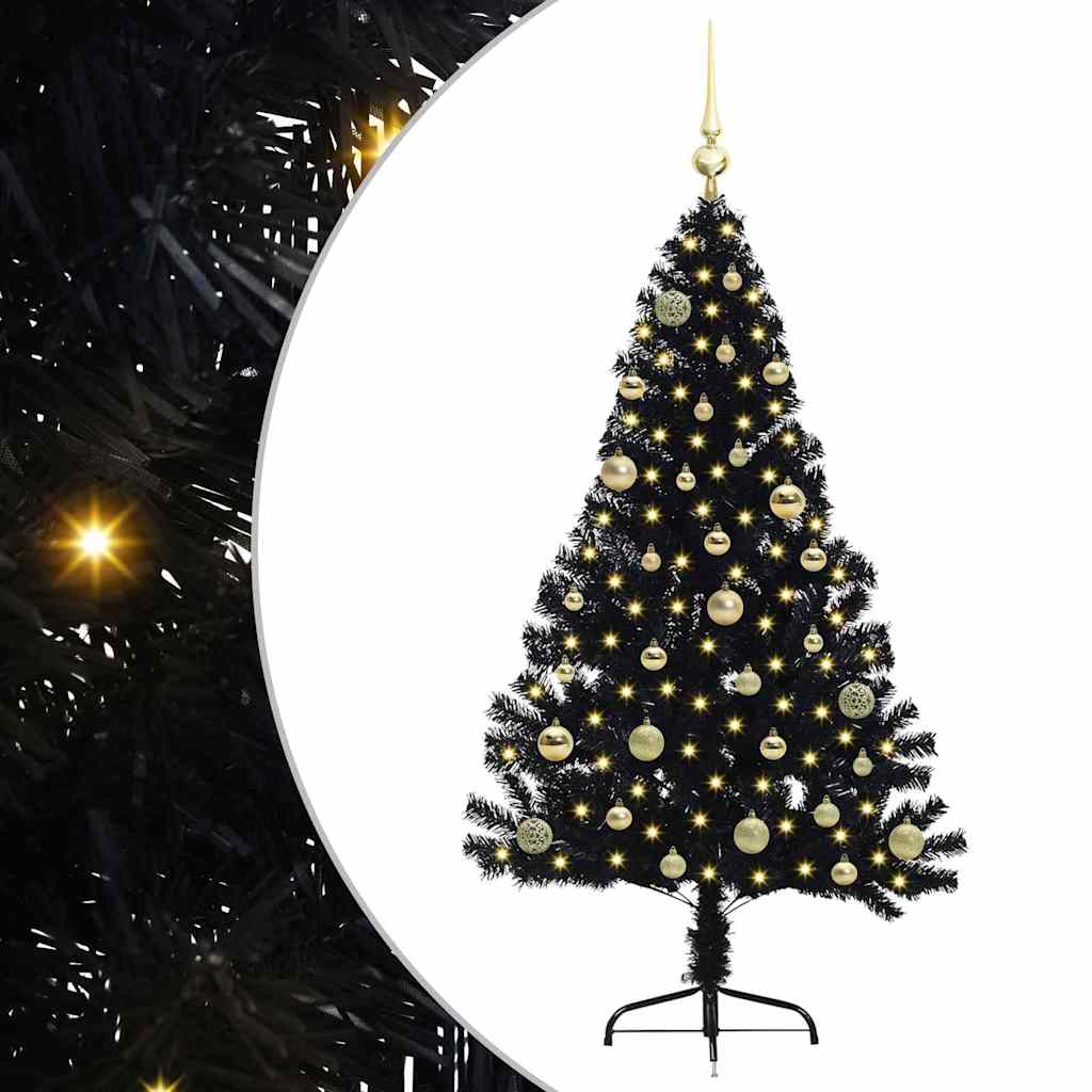 VidaXL albero di Natale artificiale preilluminato con 150 LED nero 150 cm PVC