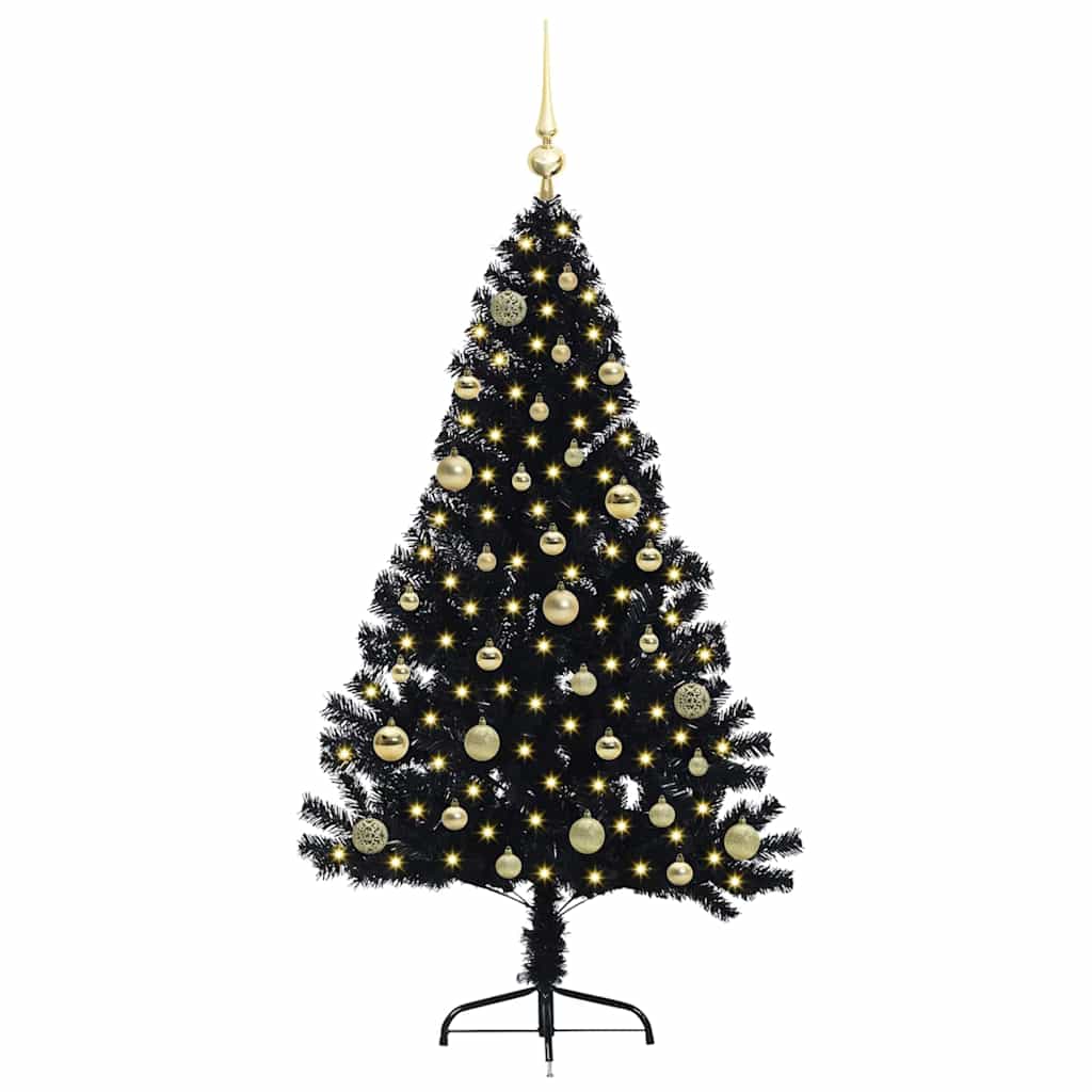 VidaXL albero di Natale artificiale preilluminato con 150 LED nero 150 cm PVC
