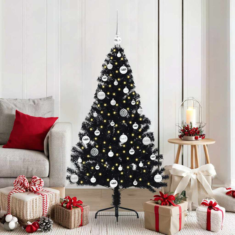 VidaXL Árbol de Navidad artificial preiluminado con 150 LED negro 150 cm PVC