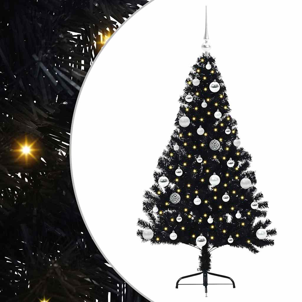 VidaXL Árbol de Navidad artificial preiluminado con 150 LED negro 150 cm PVC