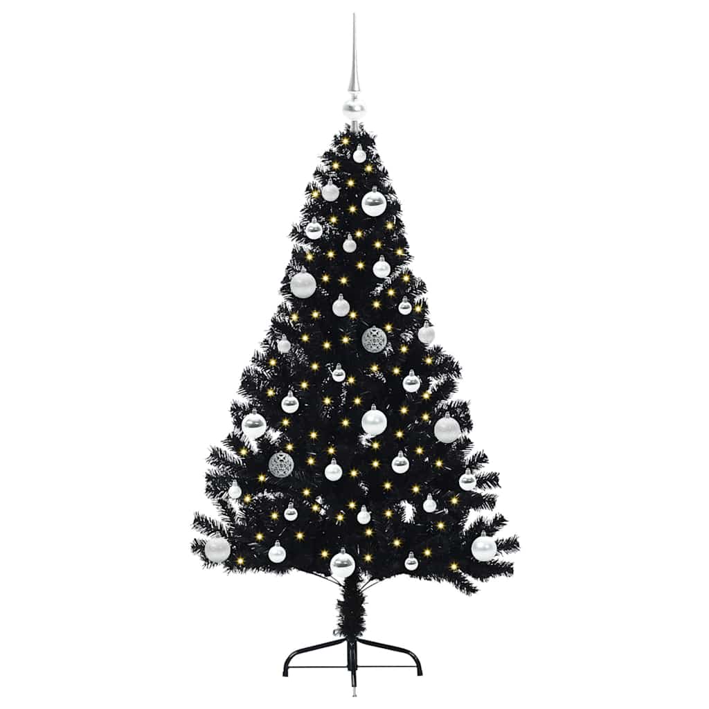 VidaXL Árbol de Navidad artificial preiluminado con 150 LED negro 150 cm PVC